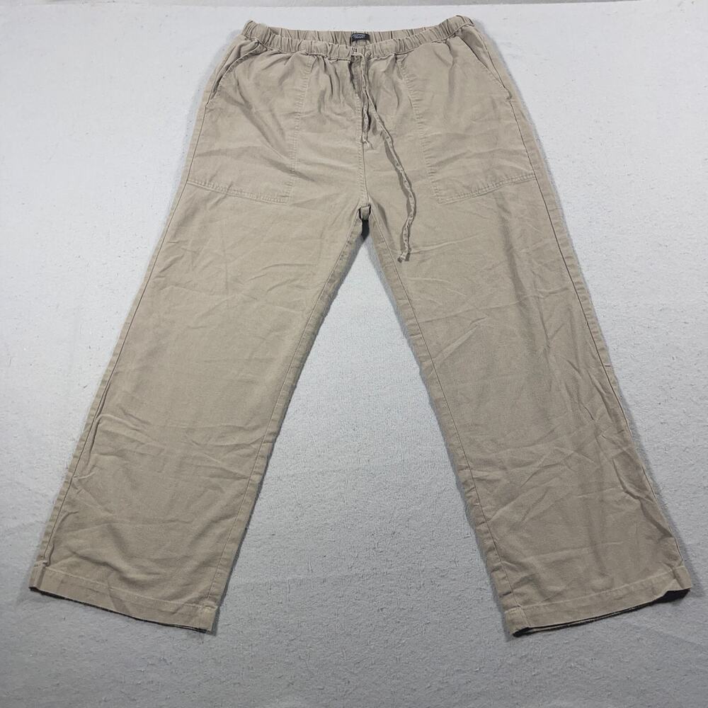 Coofandy Pants Women XXL Elastic Waist‎ Drawstring Straight Leg Costal Khaki